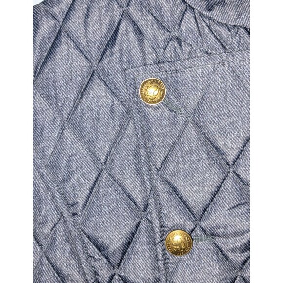Tommy Hilfiger Womens Medium Quilted Jacket Gold Snap Buttons Zipper Gray - Picture 8 of 16